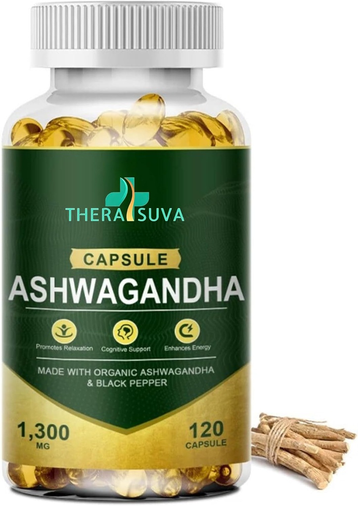 유기 Ashwagandha + 검은 후추, 스트레스 완화 및 활력 120 Softgels, 60 일 공급을위한 모든 자연 높은 효능 보충