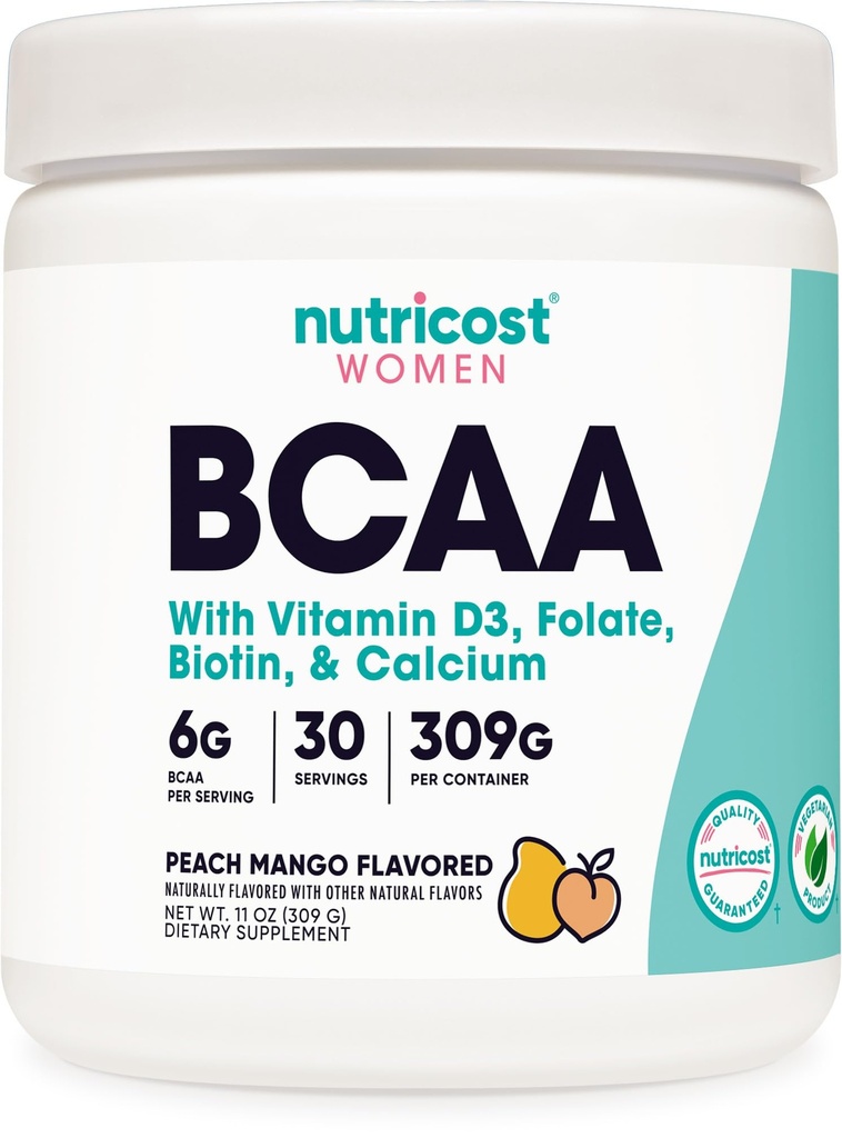 여성을위한 Nutricost BCAA (Peach Mango, 30 서빙) - 여성 전용 공식화 - Non-GMO 및 글루텐없는