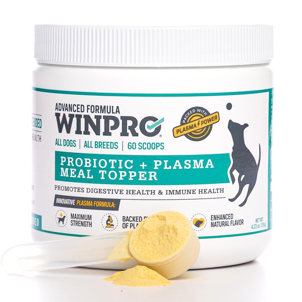 WINPRO 개 Probiotic 분말 식사 Topper, 스프레이 건조 플라스마 Prebiotics 및 Probiotics for Digestive Support and Gut Health for Dogs, 모든 Breeds, 연령 및 크기, 60 Scoops, 미국에서 만든