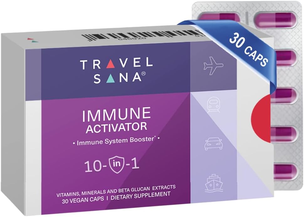 면역 활성제 | 10-in-1 Immune Booster | 베타 글루칸, 비타민 C, A, D3, B6, B9, B12, 아연, 셀레늄 및 망간과 면역 지원 보충교재 | 30 Vegan 캡슐