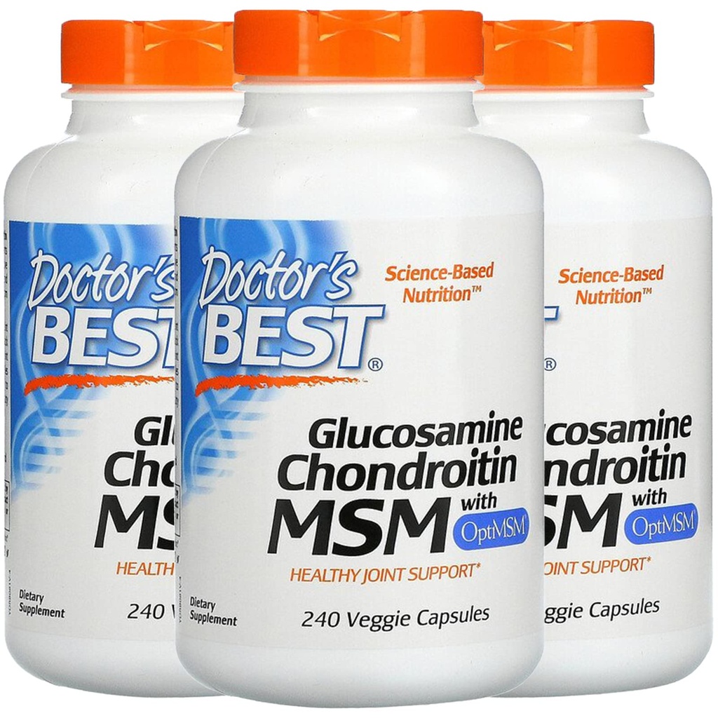 닥터스 베스트, (3 팩 Glucosamine Chondroitin MSM OptiMSM, 240 Veggie 모자와
