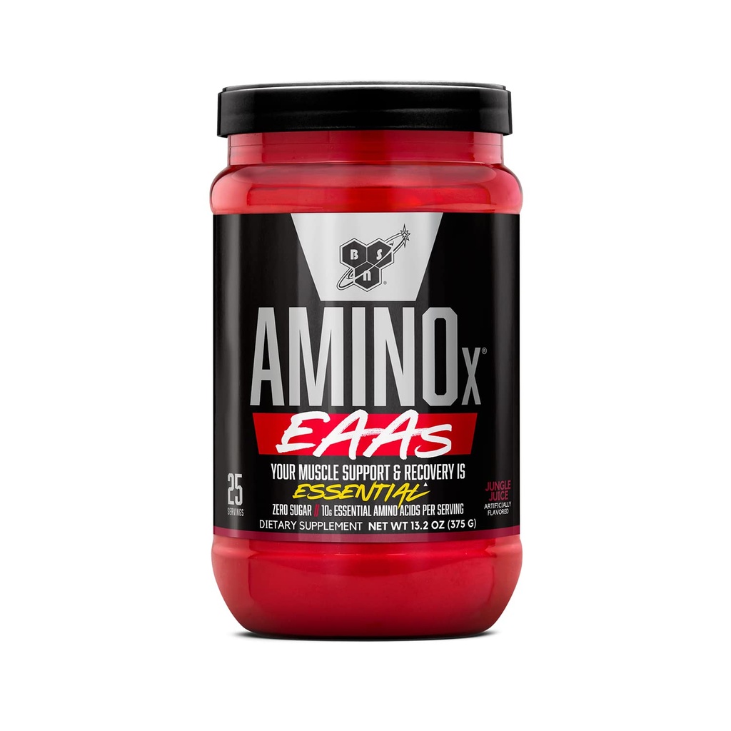 BSN 아미노 X EAA, 근육 회복 및 내구시간, 10g 필수 아미노산, 5g BCAAs, Zero Sugar, 카페인 무료, 정글 주스, 13.2oz, 25 서빙