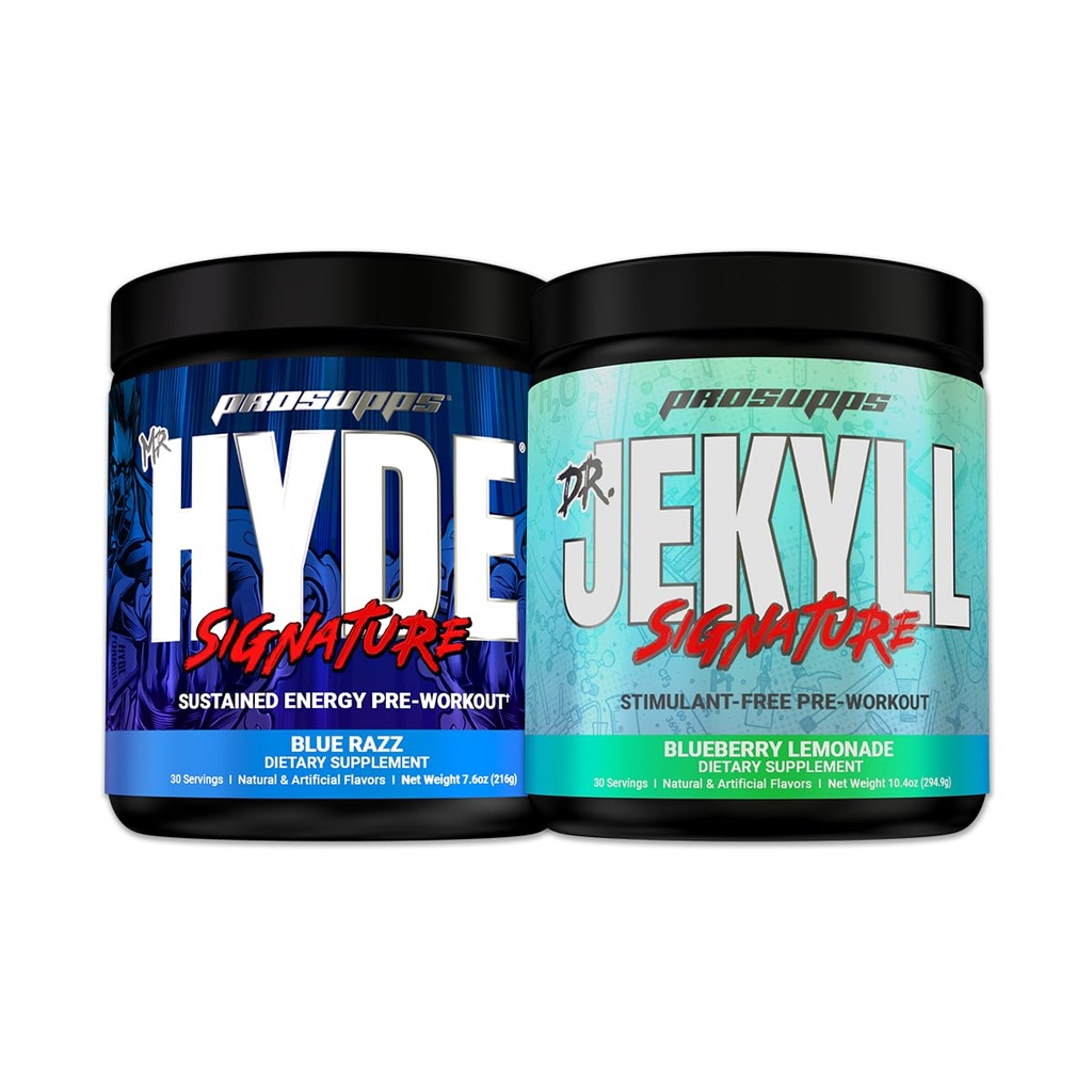 PROSUPPS Mr. Hyde® Signature Blue Razz와 Jekyll® Signature Blueberry Lemonade 번들