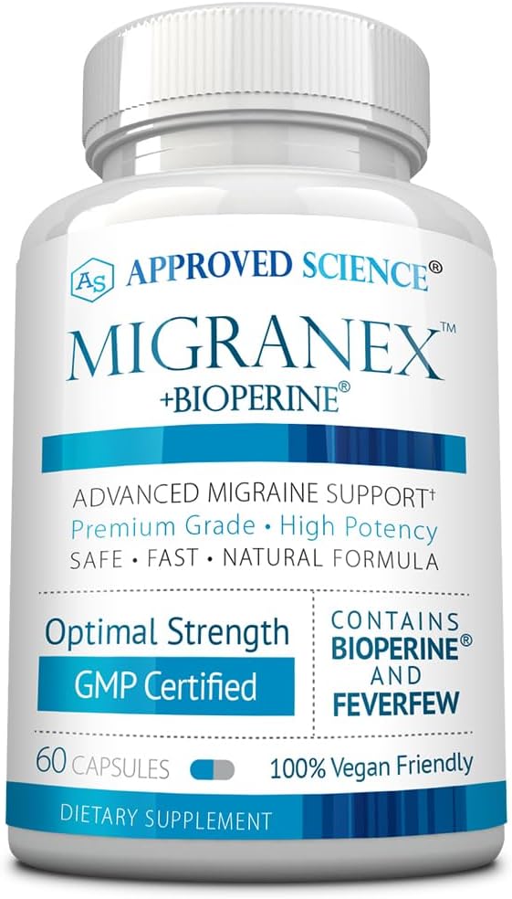 승인 과학 Migranex - 편두통 및 두통 - 마그네슘, Feverfew- 60 캡슐 - 1 팩 - Vegan
