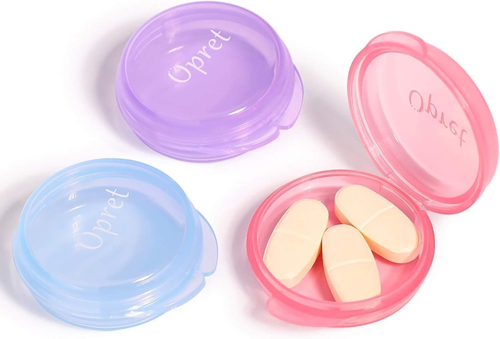 Opret 작은 알약 상자 (3 PC), 소형 지갑 Briefcase 여행 알약 상자 약 저장 콘테이너 Earplug 케이스를 위한 귀여운 알약 상자 휴대용 (Rose&Blue&Purple)