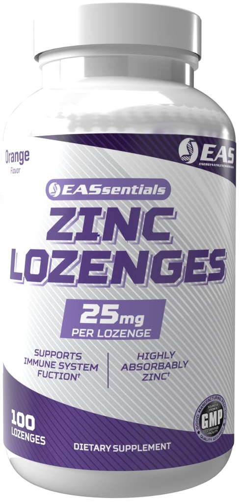 EAS 아연 Lozenges | 필러 또는 첨가제가 전혀 흡수 가능 | 면역 기능 지원 | 글루텐 프리, 비 GMO | 100 Lozenges (오렌지 맛)
