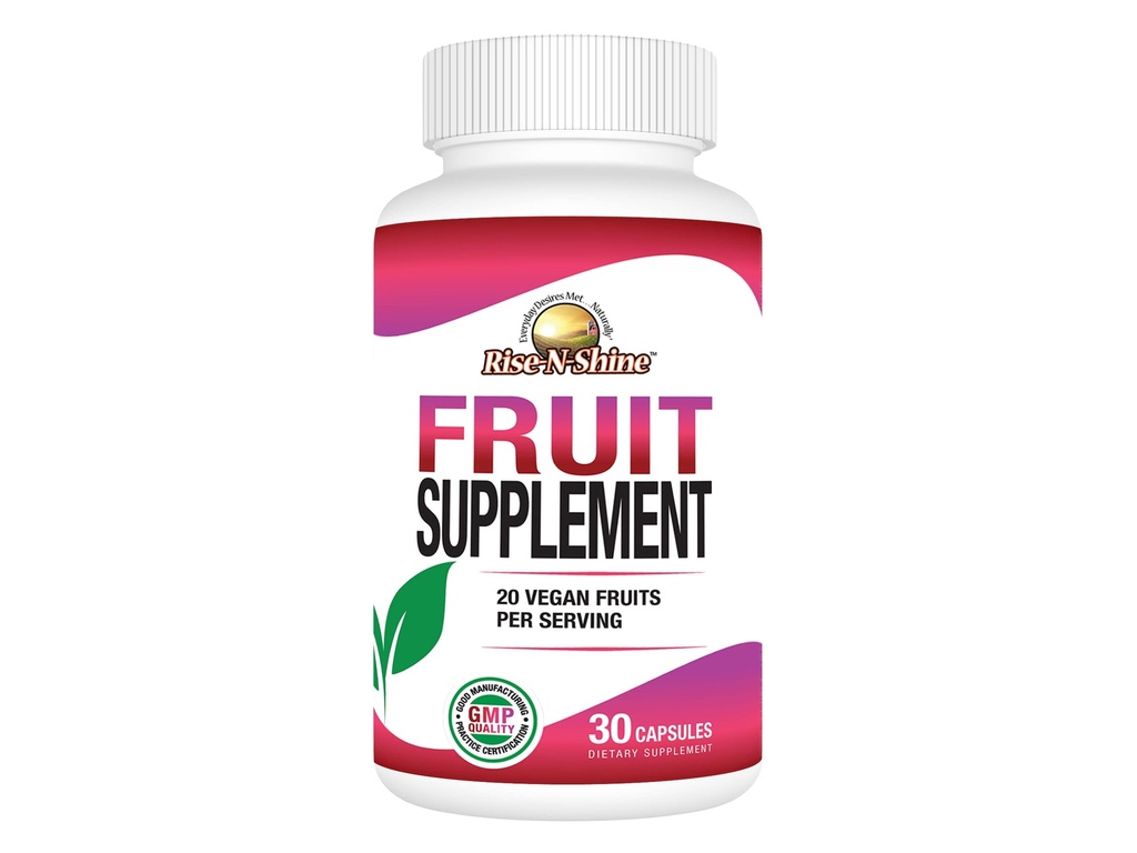 Rise-N-Shine Fruit Supplement with 20 Fruit Blend - 여성 및 남성용 에너지 비타민 30 일 공급 (30 캡슐)