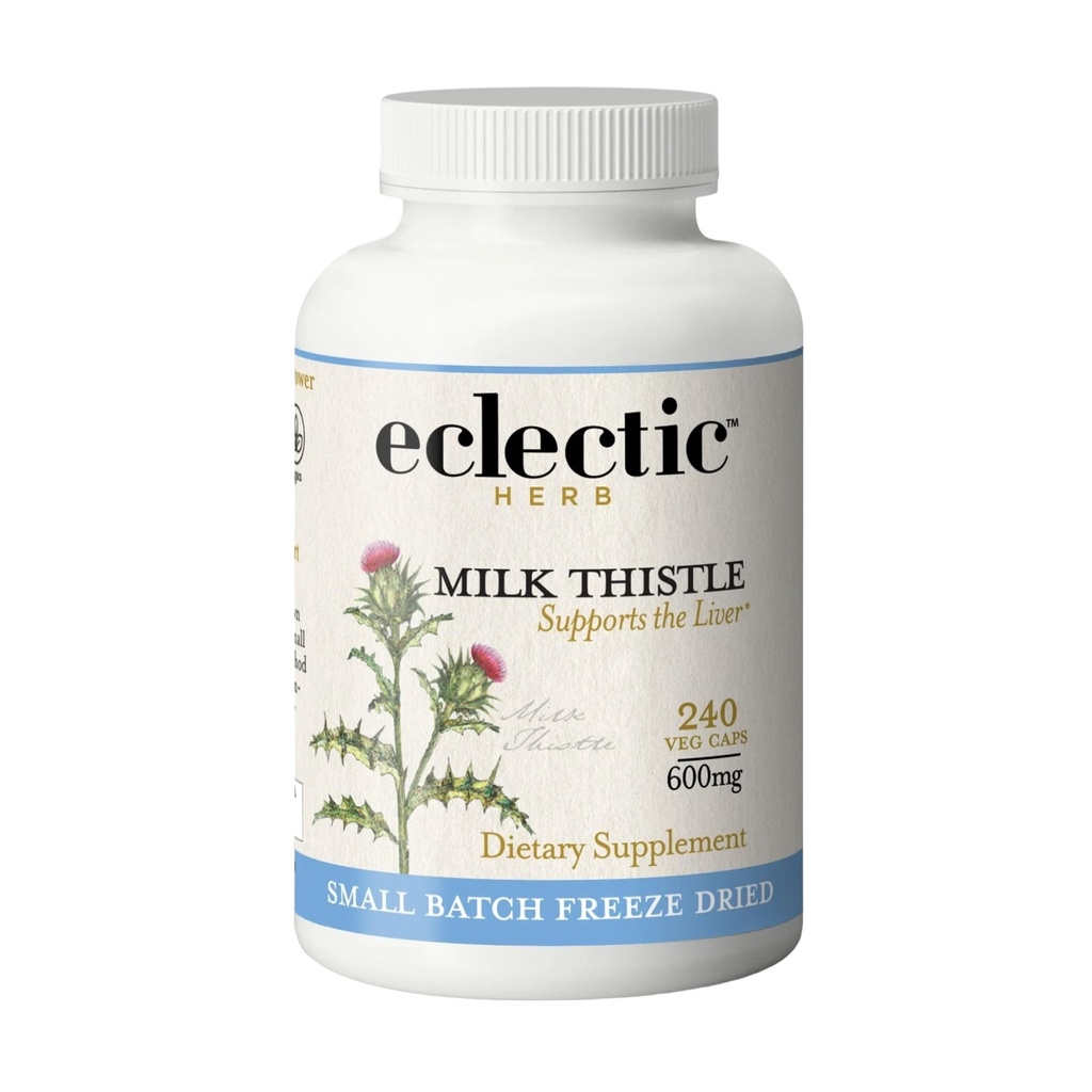 Eclectic 허브 - 프리미엄 냉동 건조 우유 이틀 캡슐 | Silymarin Supplement | Liver Support, Detox, Cleanse + 유지 | Vegan, Natural, Non-GMO, Gluten Free (240 CT | 600 mg)