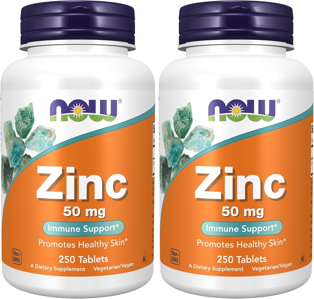 지금 보충 교재, 아연 (Zinc Gluconate) 50 mg의 지원 효소 Functions*, Immune Support*, 250의 정제 (2의 포장)