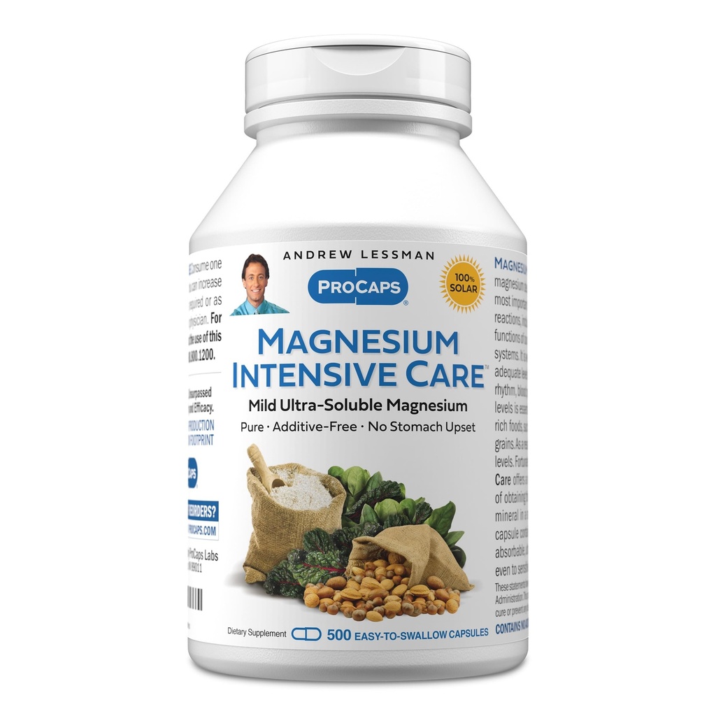 Andrew Lessman 마그네슘 인텐시브 케어 500 캡슐 - 200mg Mild Ultra-Soluble 마그네슘, Nerves, Muscles, Brain 및 Heart, 첨가제 없음, Gentle to Even The Most Sensitive Stomachs