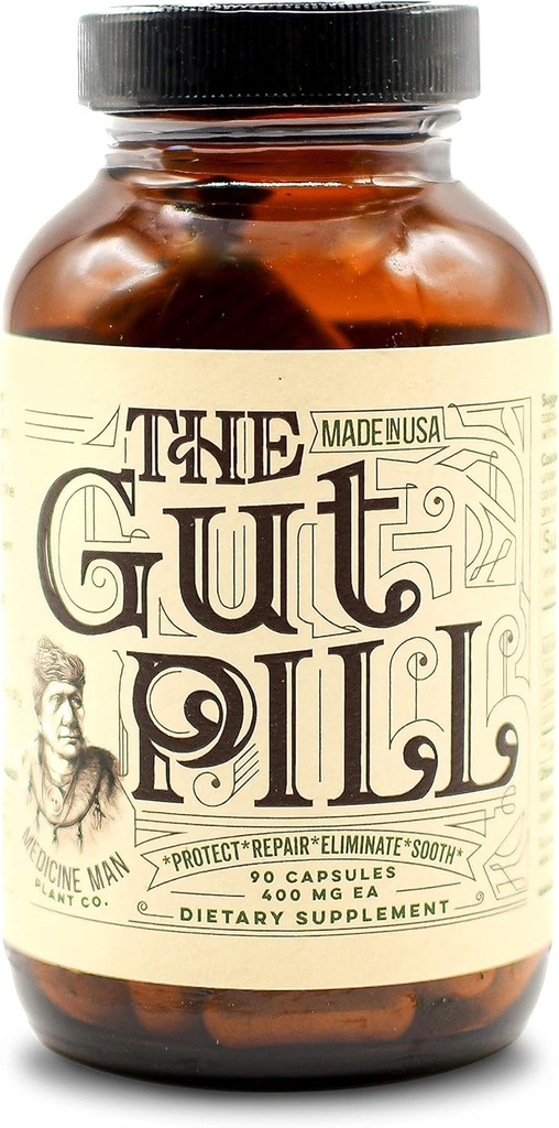 Gut Pill 90 캡슐 - 자연적인 Gut 건강은 새우 Gut 수선을 위한 여자 & 남자를 보충합니다 - Marshmallow 뿌리 허브로, Calendula 꽃, Triphala 과일 및 Lactobacillus Acidophilus