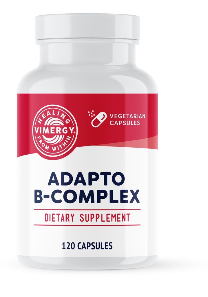 Vimergy Adapto B Complex, 120 서빙 - 8 B 비타민, Rhodiola 및 Hawthorn Berry와 높은 효능 - Mental Energy, Cognition, Mood - Non-GMO, Kosher, Vegan, Paleo, No Gluten, No Soy 지원