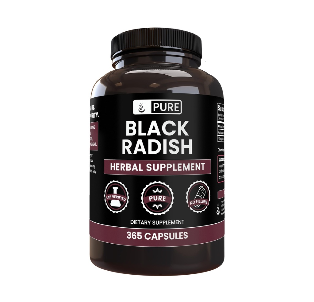 순수한 본래 성분 검정 Radish (365의 캡슐) 마그네슘 또는 밥 충전물 없음, 항상 순수한, 확인되는 실험실