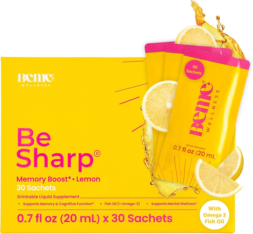 BeMe Liquid Omega 3 Fish Oil - Turmeric Curcumin, Lemon Balm Extract & Omega 3 여성용 보충 - 빠른 흡수 및 높은 생체 이용성을위한 EPAX® 특허 - Memory & Brain Health 지원