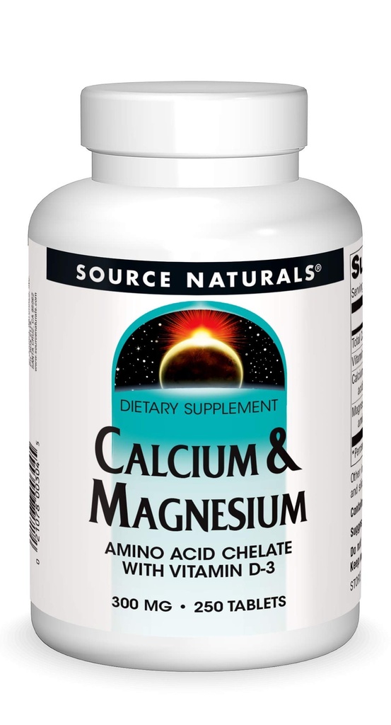 Source Naturals 칼슘 및 마그네슘, 아미노산 복합체 비타민 D-3, 300 MG - 250 정제