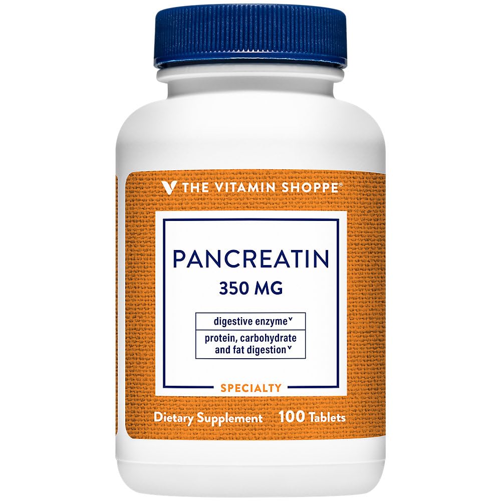 비타민 Shoppe Pancreatin 500MG의 자연적인 소화 효소 보충교재는, 지방, 단백질, 탄수화물 (100 정제)의 소화를 지원합니다