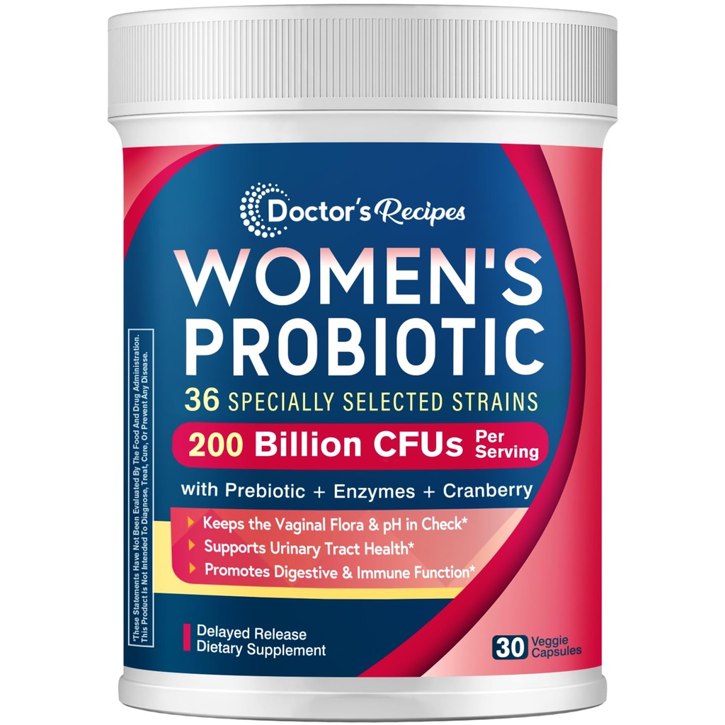 여자, 200B CFUs 36 Strains를 위한 의사의 조리법 Probiotics, Prebiotics와 더불어, 효소 & 크랜베리, 질 유린 소화 & 면역, 선반 안정, 30의 모자