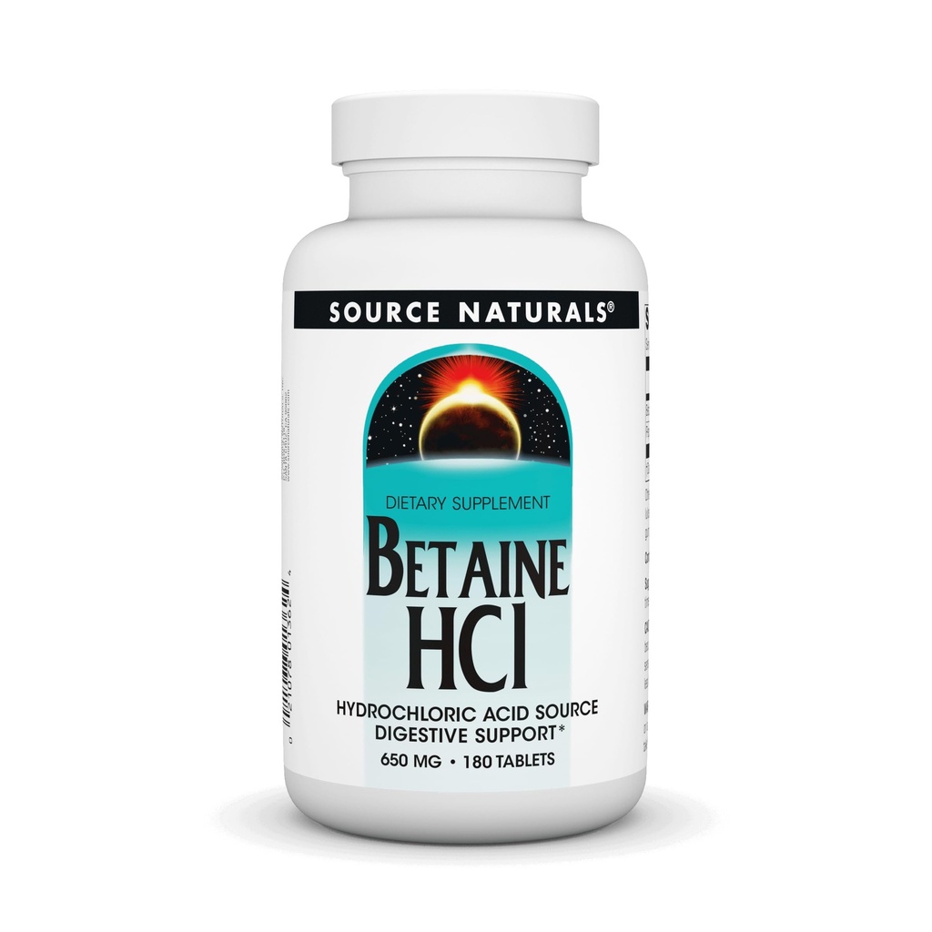 Source Naturals - Betaine HCl 염산염 산 소스 650 mg. - 180 정제