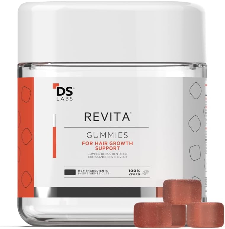 DS Labs Revita 머리 비타민 Gummies - 더 두꺼운, Biotin, 아연, 비타민 D, 철, 마그네슘 & Melatonin, Vegan, 글루텐 자유로운, 젤라틴 자유로운, 60 구미를 가진 가득 차있는 찾고 머리,