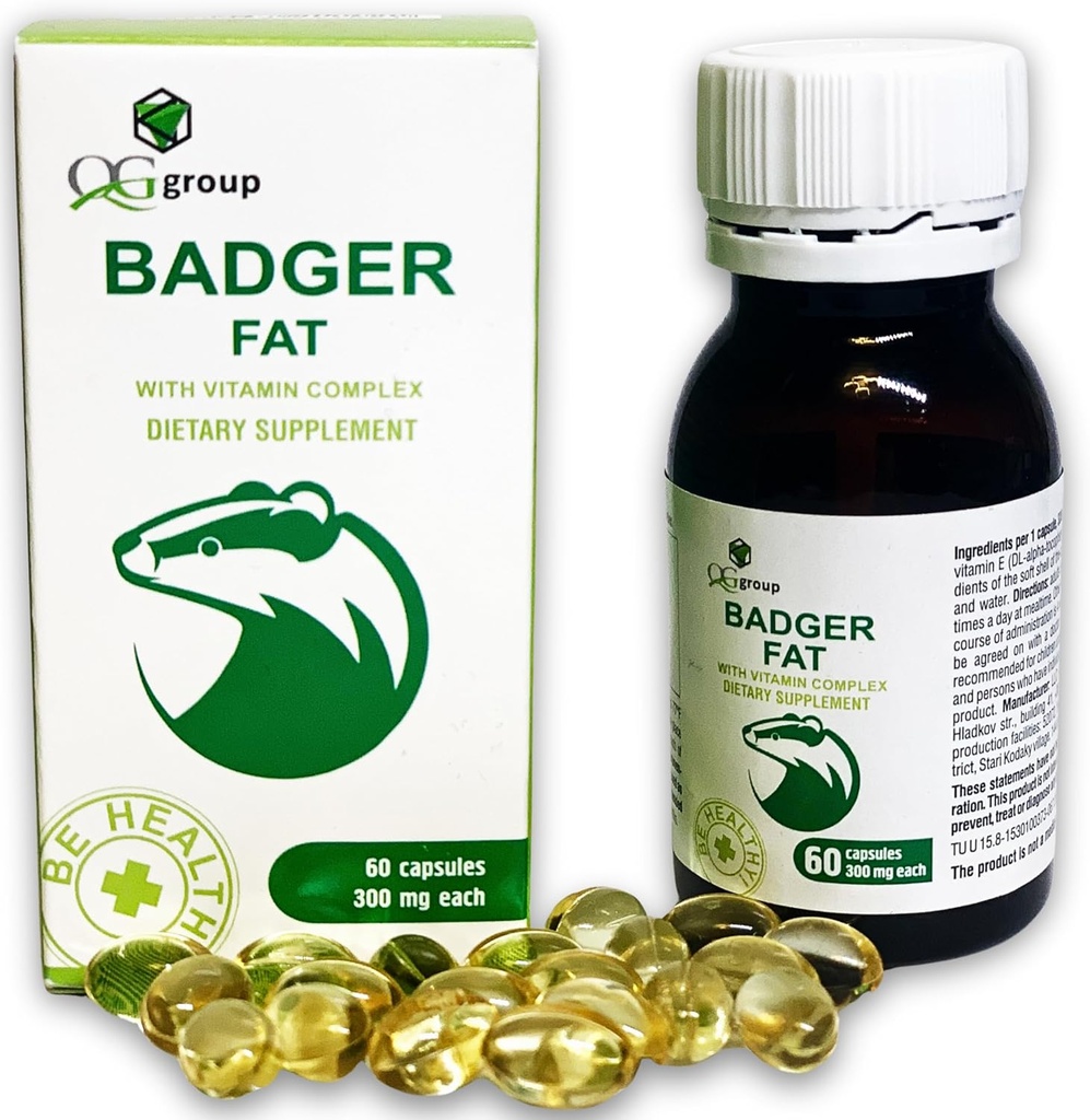 폴리 포화 지방산의 QG 그룹 Badger 지방 자연적인 근원 - 60의 캡슐, 300 mg 각각