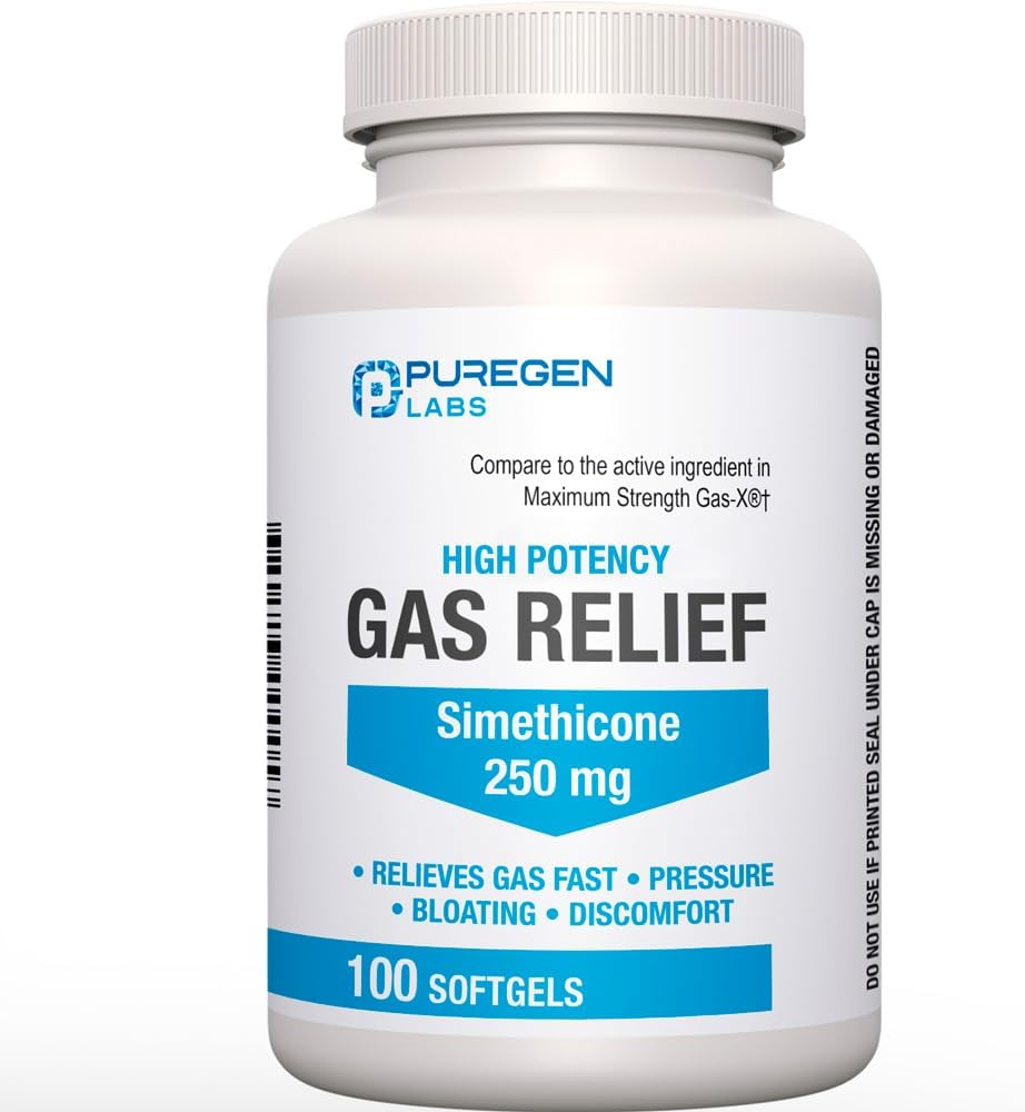 최대 힘 Simethicone를 가진 가스 기복 Softgels 250 mg는 압력, bloating 및 고통스러운 불편 가스 X와 Phazyme -100 조사에 비교합니다