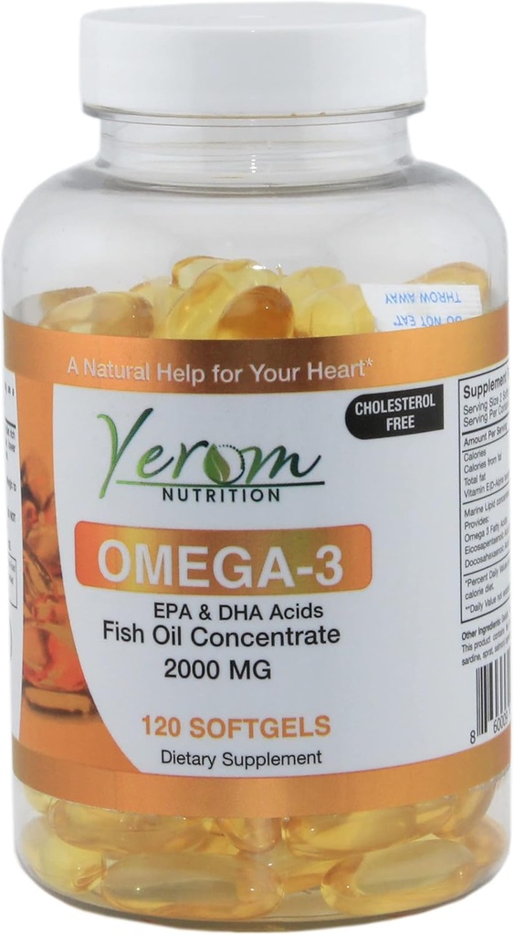 오메가 3 물고기 기름 - 높 순수성 EPA & DHA의 지원 심장, 뇌 & 합동 건강, 120 Softgels.