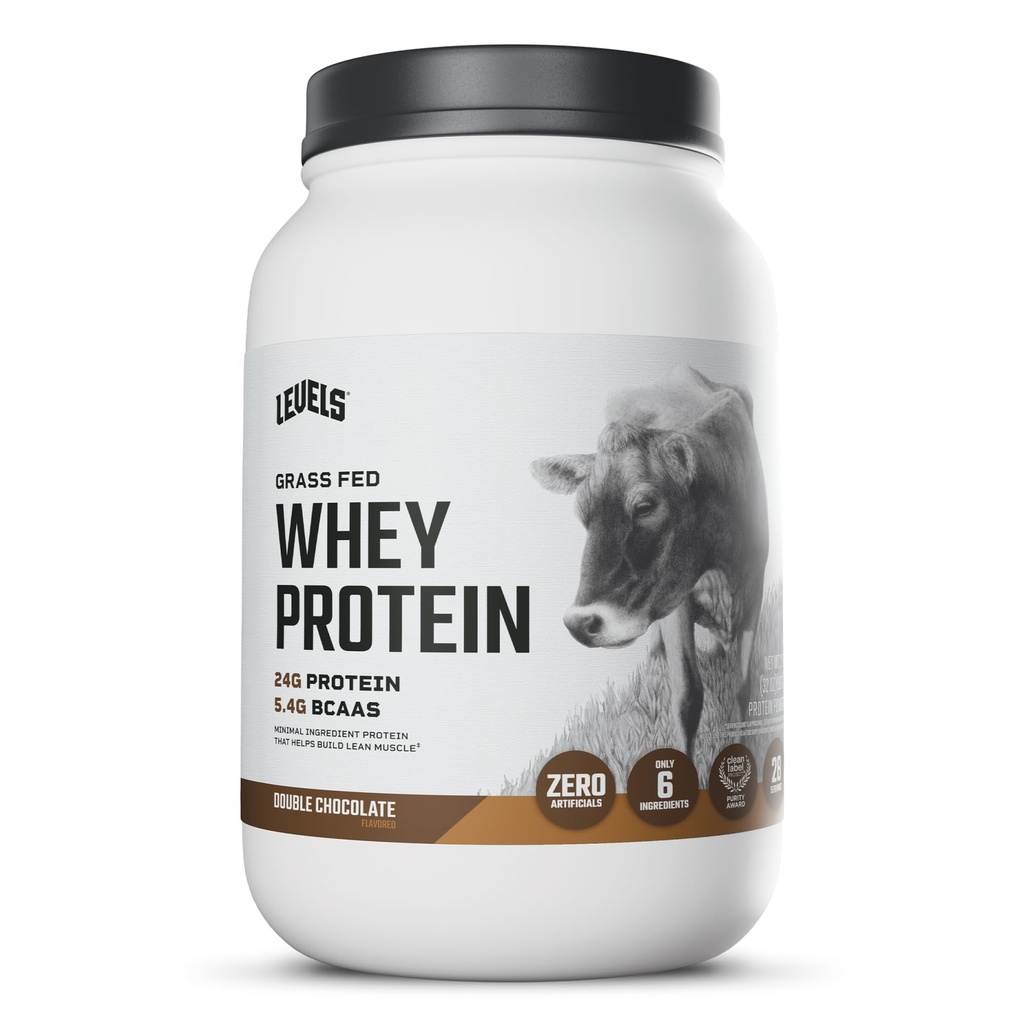 수준 잔디 페더럴 익스프레스 Whey 단백질 분말, 인공 없음, 단백질의 24G, 두 배 초콜렛, 2LB