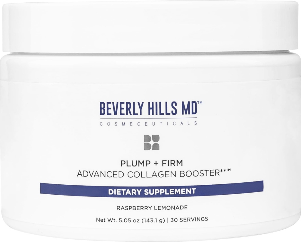 베벌리 힐스 MD 배관 + 펌웨어 에이징 스킨- 영양 분말 음료 혼합 포뮬러, 펌웨어, 피부 w/Collagen 펩타이드, 폴리페놀, 세라미드 (Raspberry Lemonade)