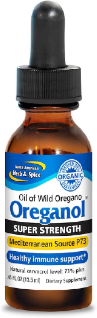 NORTH AMERICAN HERB & SPICE 슈퍼 강도 Oreganol - 0.45 fl. oz. - 처리되지 않은, 야생, 유기 Oregano 오일 - 지중해 소스 P73 - Non-GMO - 194 서빙