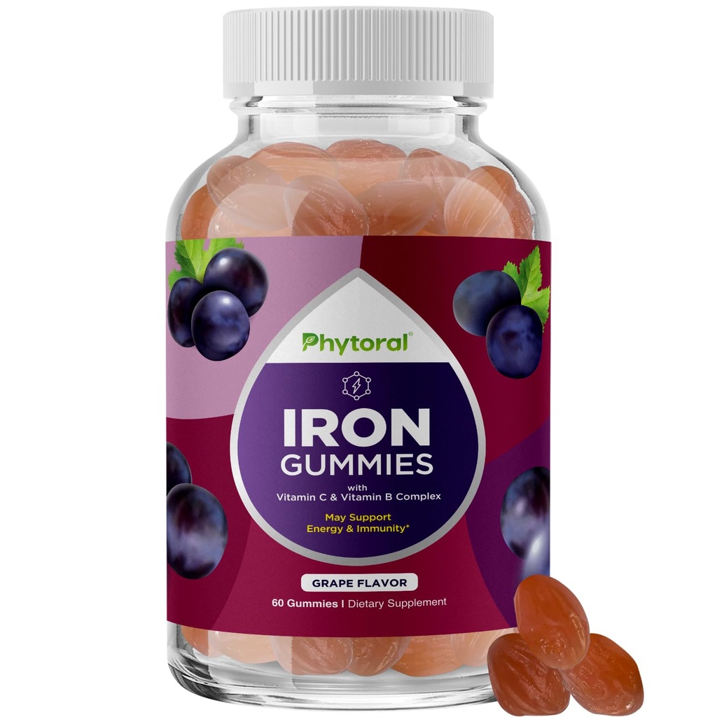 성인을 위한 자연적인 Multivitamin 철 Gummies - 철과 에너지 부스트 B 복잡한 비타민을 가진 성숙한 거미 비타민 - 거미 보충교재와 정신 Clarity 초점 Multivitamin
