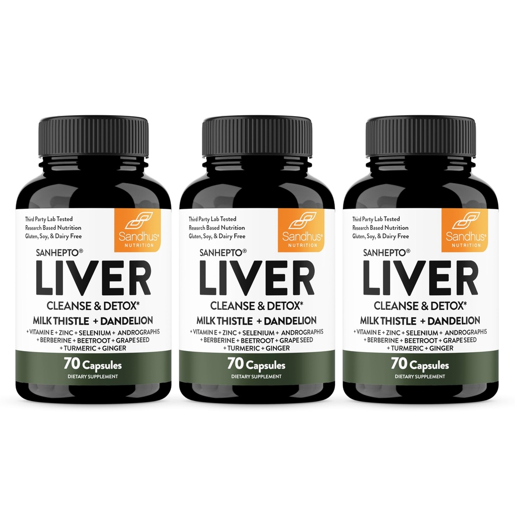 Sandhu's Liver Cleanse Detox & Repair Support | 70 캡슐(패키지) | Liver Health를 위한 초본 보충 | 밀크 이틀 다 델리 뿌리 Andrographis 8 미네랄