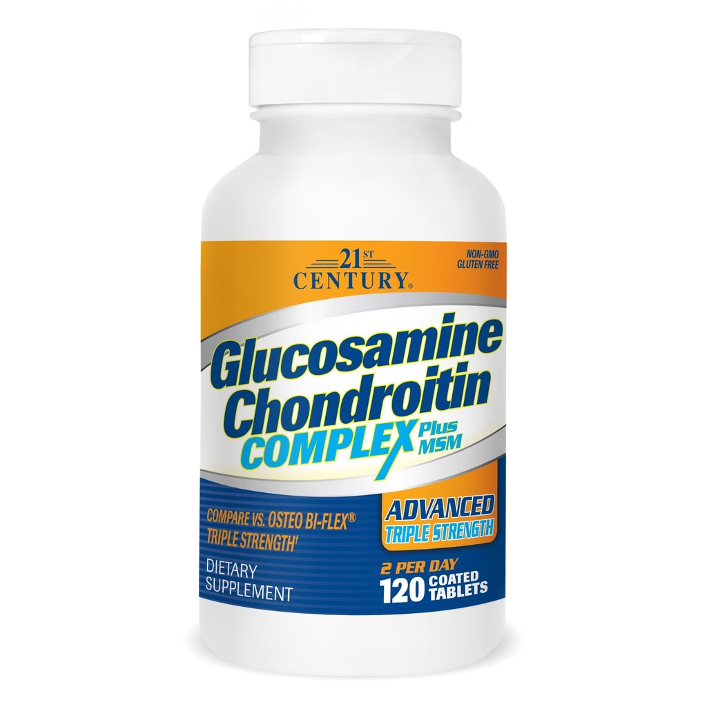 21 세기 글루코사민 Chondroitin Complex Plus MSM, 고급 트리플 강도, 120 정제