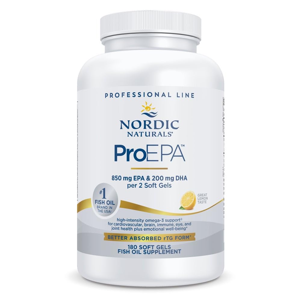 Nordic Naturals ProEPA, Lemon - 180 Soft Gel - 1210 mg Omega-3 - 건강한 계류, 심장 건강 및 세포 기능을위한 고강도 EPA 공식 - Non-GMO - 90 서빙