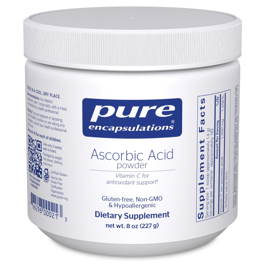 Pure Encapsulation Ascorbic Acid Powder | 산화 방지제 지원용 Hypoallergenic Vitamin C 보충교재* | 8개 Ounces
