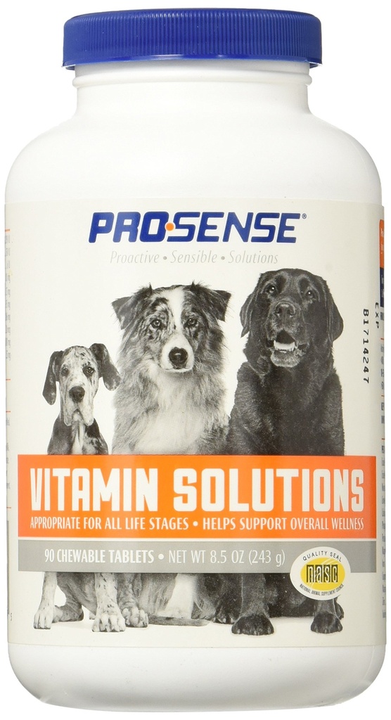 ProSense Vitamin Solutions 90 Count, Dogs 용 Chewable Tablets, 전체 웰빙 지원 (P-87039)