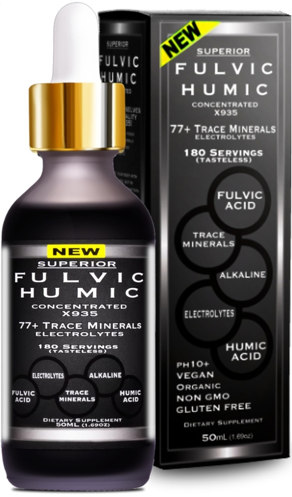 Electrolytes - 77 Trace Minerals - 180 서빙 복원 Electrolytes, 개선 Gut Health, 누설 Gut Repair - Plant Derived Ionic Trace Minerals from Fulvic & Humic Acid