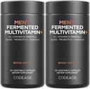 Codeage Men’s Daily Multivitamin – 25+ Essential Vitamins & Minerals, Organic Whole Foods, Probiotics, Omega-3, 아연, 비타민 A, B, C, D, E & K, 2 팩