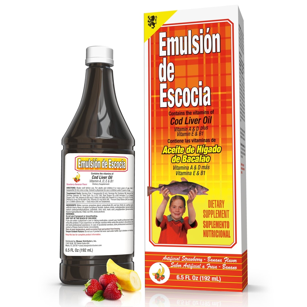 EMULSION DE ESCOCIA Strawberry/Banana 6.5 Oz. 옥수수 속 기름
