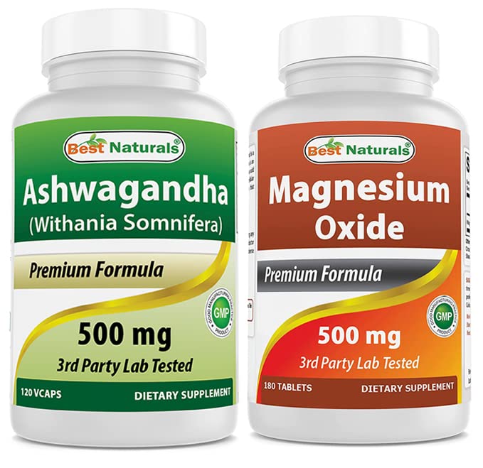 제일 자연적인 Ashwagandha 추출물 500 Mg & 마그네슘 산화물 500 mg