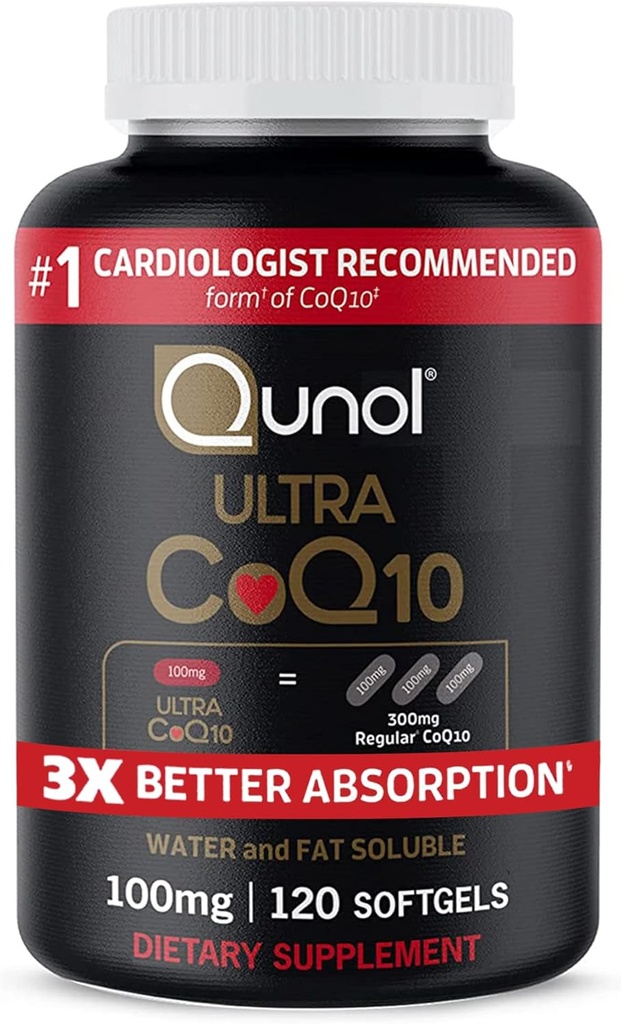Qunol CoQ10 100mg Softgels, Qunol Ultra CoQ10 100mg, 3x 더 나은 흡수, 심장 건강 & 에너지 생산을 위한 산화 방지제, Coenzyme Q10 비타민과 보충교재, 120 조사 (24의 포장)