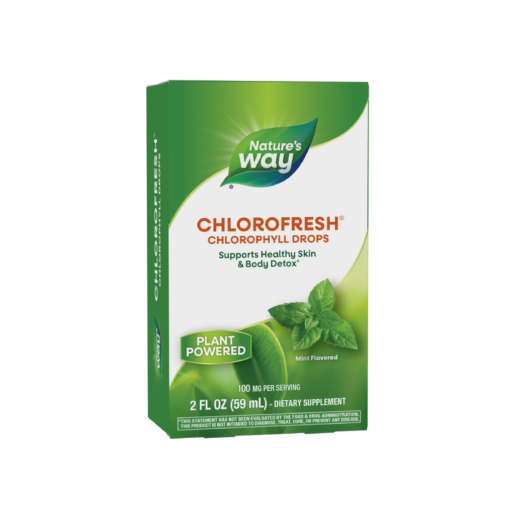 자연의 방법 Chlorofresh, 액체 Chlorophyll 농축물 하락, 내부 탈취제*, 해독 통로*, 민트 맛, 2 Fl. Oz 지원.