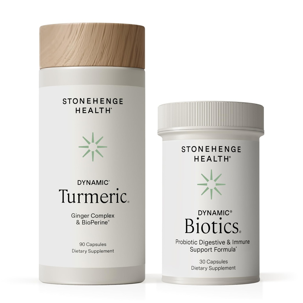 Stonehenge Health Dynamic Turmeric, Dynamic Biotics Probiotic : 관절 및 소화 지원 번들