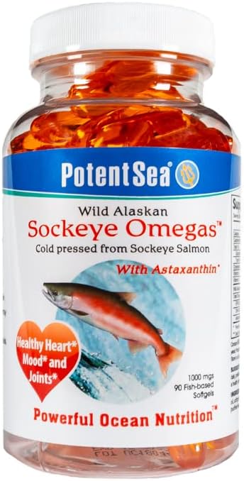 야생 알래스카 Sockeye 오메가 Salmon 물고기 기름 보충교재, Omega-3 EPA 및 DHA, 쉬운 소화, 찬 압박되는, 90 Softgel