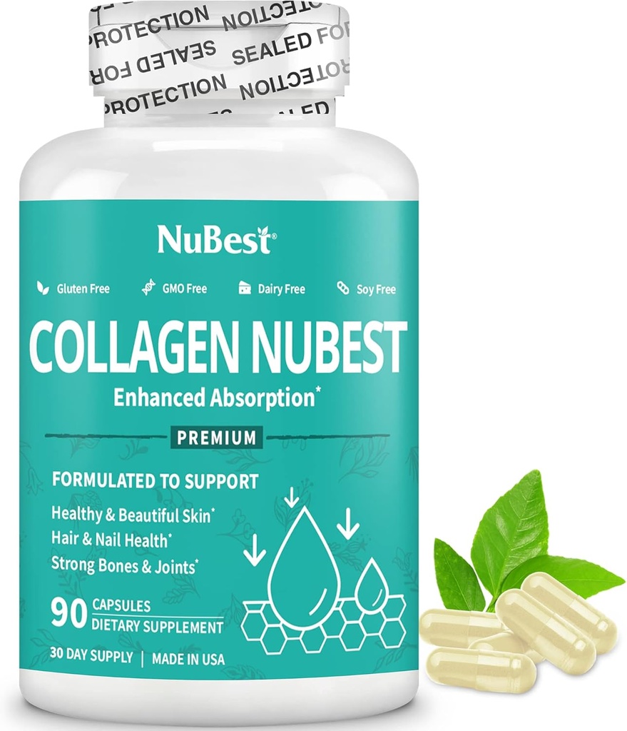 NuBest Collagen Super Collagen Peptides - 피부, 모발 및 손톱을 재구성 - 뼈 및 관절 강도 - 남성 및 여성을위한 뷰티 콜라겐 공식 - 1,500 mg의 서빙 | 1 개월 공급