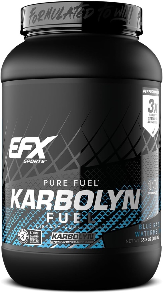 EFX Sports Karbolyn Fuel | 빠른 흡수 탄수화물 분말 | 캐비로드, 지속 에너지, 빠른 회복 | 자극제 무료 | 36 인분 (블루 레이즈 수박)