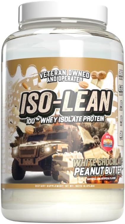 Isolean, 100 % Whey Protein Isolate, 낮은 설탕, 최대 복구, 수의사 소유 및 운영 (28 서빙, 화이트 초콜릿 땅콩 버터)