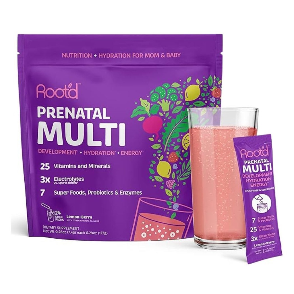 3X Electrolytes - 25 비타민 & 미네랄, Folate, Iron, Vitamin D3, 7 Superfoods & Probiotics, Sugar-Free Vitamins & Hydration | 24 비타민 음료 혼합 패킷