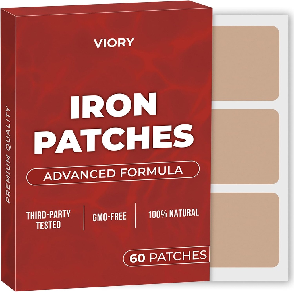 철 패치 (Pack of 60) - 여성과 남성을위한 100 % 천연 패치 - Biotin - Energy, Focus & Body Support - 향상된 공식