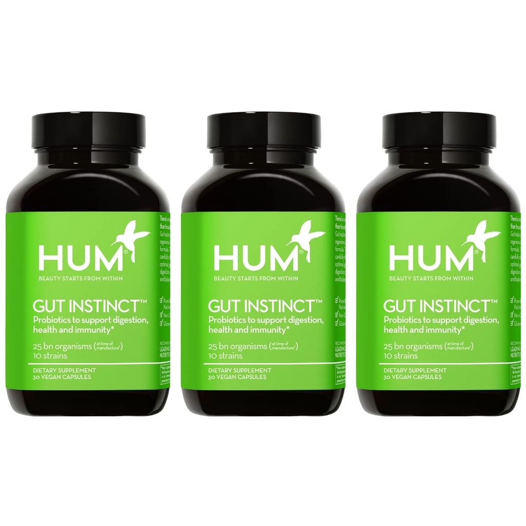 HUM Gut는 여성과 남성, 소화 건강, Lactobacillus, 면역 지원을위한 Bifidobacterium Strains, Probiotic 보충, 90 캡슐