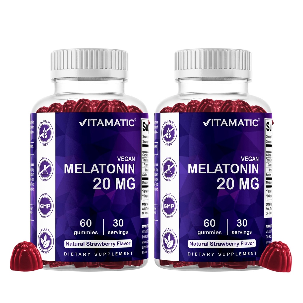 성인을 위한 비공식 Melatonin 20mg Gummies, 30의 서빙 - 60의 조사 - 보충 (포장의 2)를 형성하는 Non-Habit